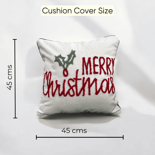 Merry Christmas Tufted Christmas Cushion Cover