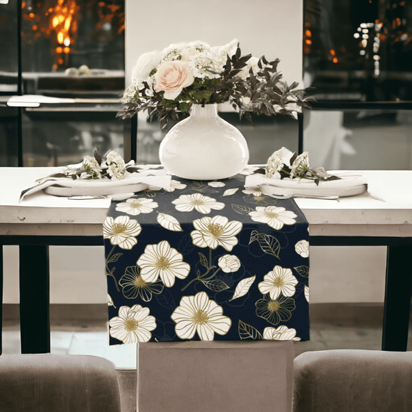 Midnight Blossom Table Runner - Lushlyf's Botanica Collection
