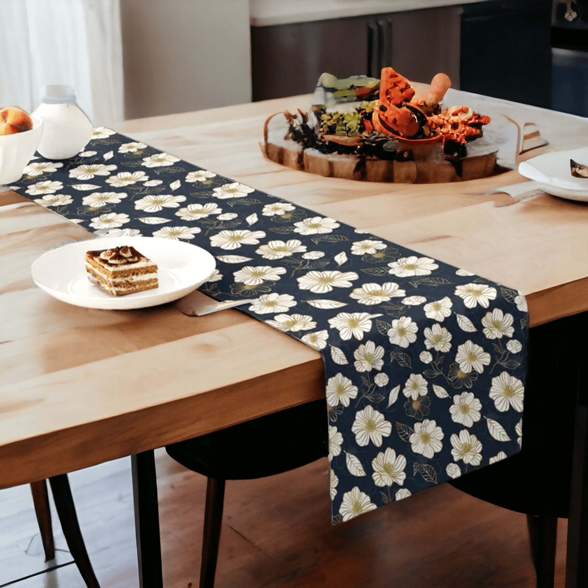 Midnight Blossom Table Runner - Lushlyf's Botanica Collection