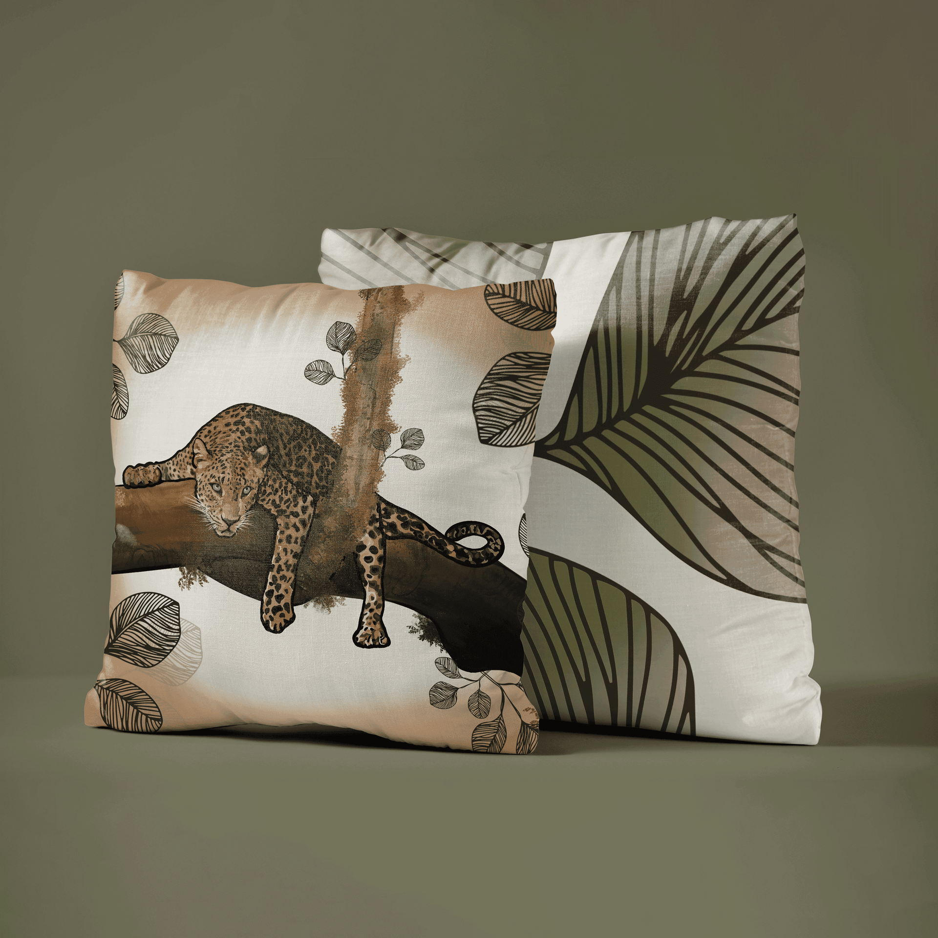 Mighty Stare of Jaguar X Leafy Veins | Set of 2