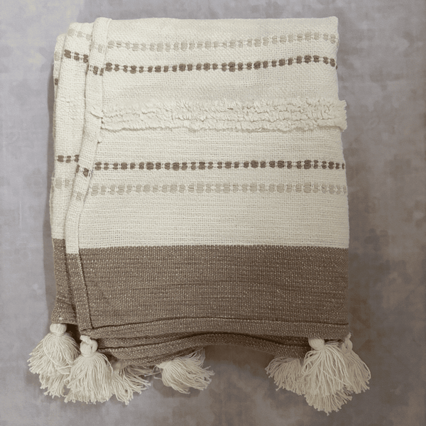 Minimal Beige Tufted Sofa Throw