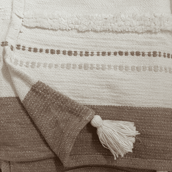 Minimal Beige Tufted Sofa Throw