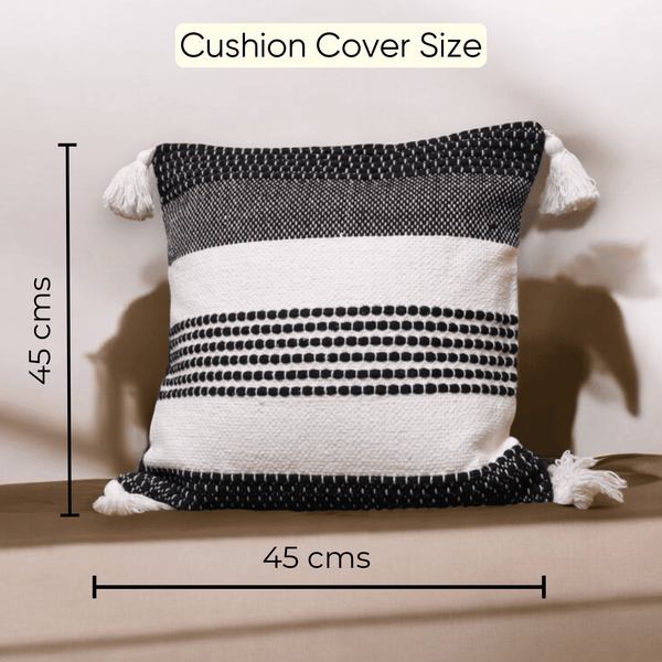 Monochrome Stripes Tufted Cushion Cover - Set of 5