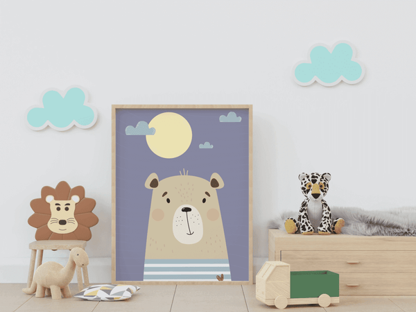 Moonlit Bear Calm - Framed Wall Art