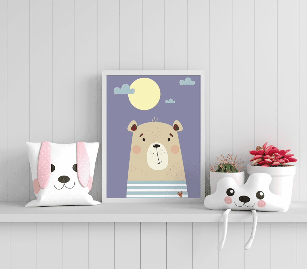 Moonlit Bear Calm - Framed Wall Art