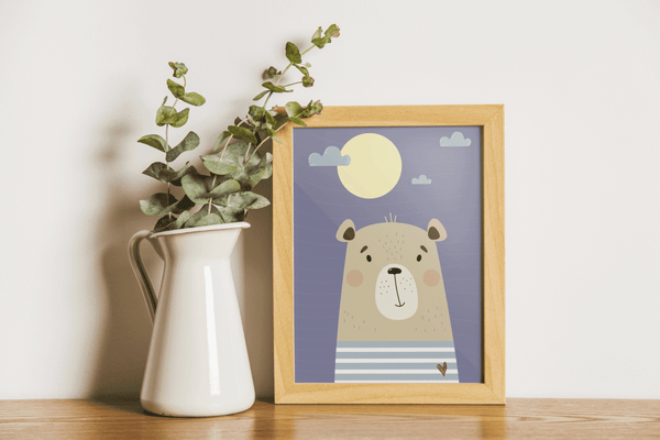 Moonlit Bear Calm - Framed Wall Art