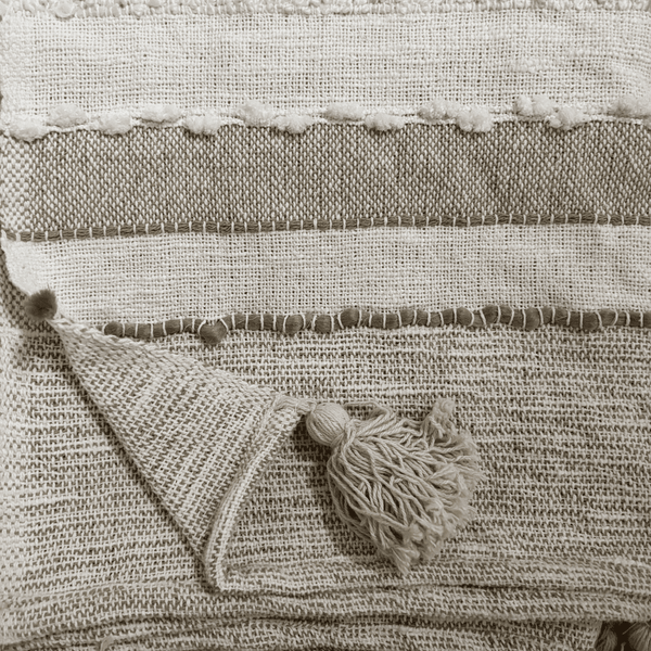 Natural Stripe Tufted Sofa Throw