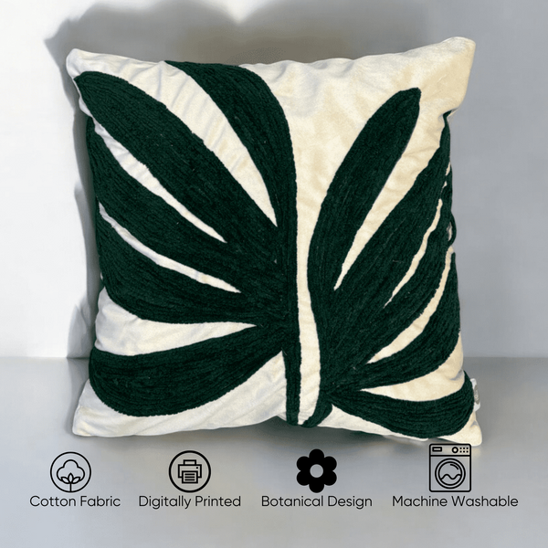 Palm Grandeur Embroidered Tufted Cushion Cover - Set of 5