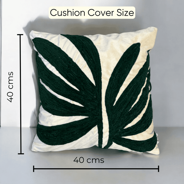 Palm Grandeur Embroidered Tufted Cushion Cover - Set of 5