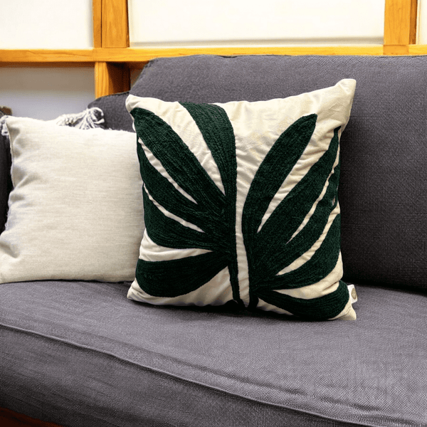Palm Grandeur Embroidered Tufted Cushion Cover - Set of 5