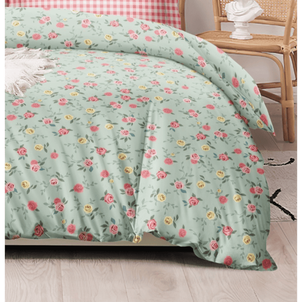 Pastel Gingham and Roses Bedsheet