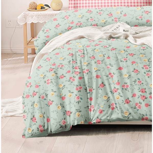Pastel Gingham and Roses Bedsheet