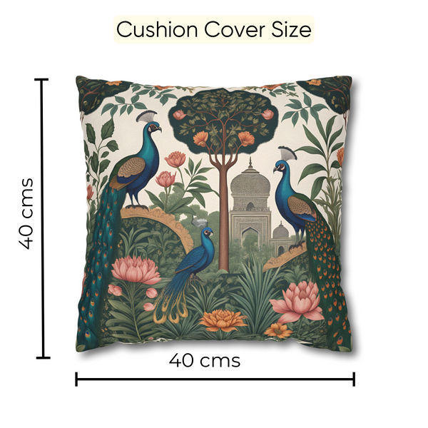 Peacock Garden Velvet Cushion Cover