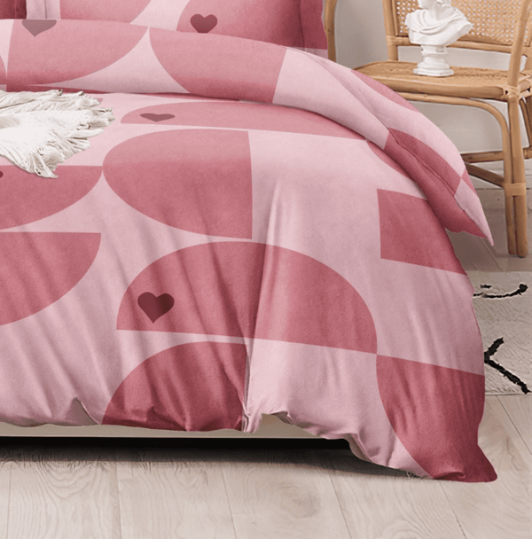 Pink Hearts and Circles Bedsheet