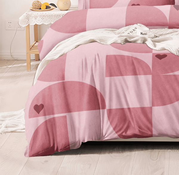 Pink Hearts and Circles Bedsheet