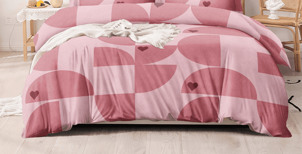 Pink Hearts and Circles Bedsheet