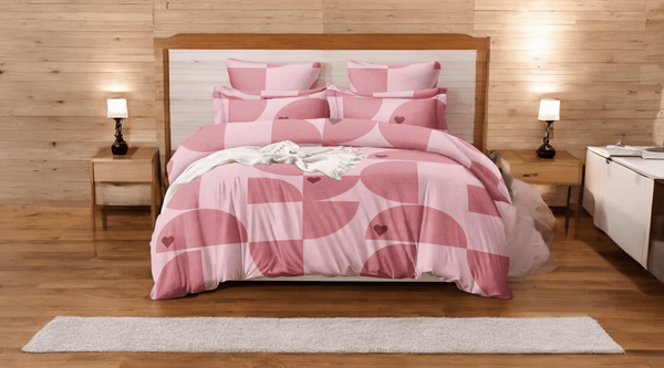 Pink Hearts and Circles Bedsheet
