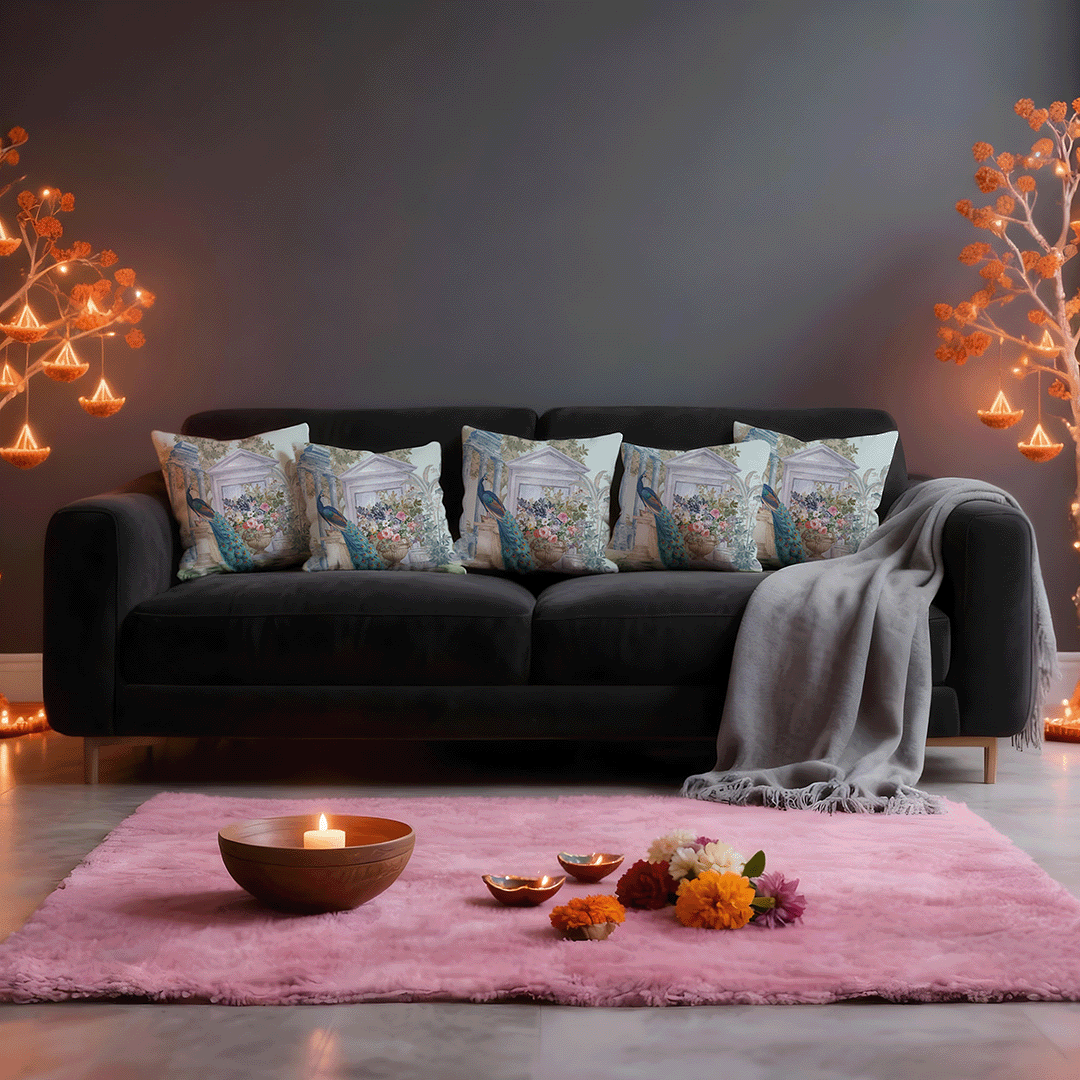 Regal Peacock Courtyard Cushion Cover