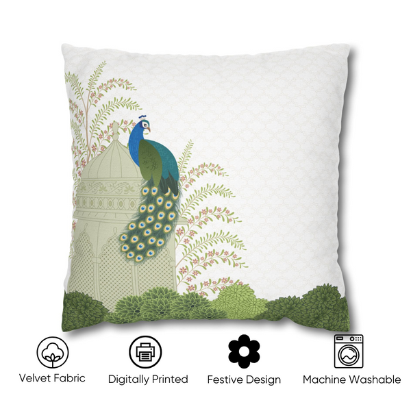 Royal Peacock Velvet Cushion Cover