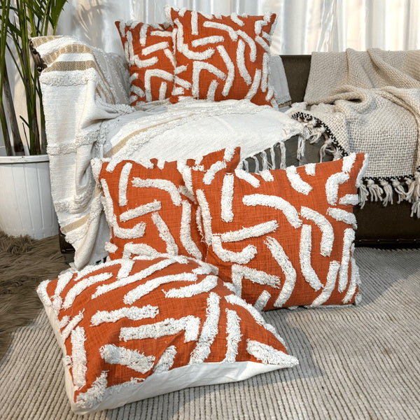 Rustic Waves Tufted Cushion Cover