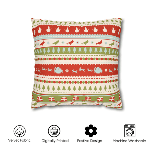 Santa's Sleigh Velvet Christmas Cushion Cover Set of 5