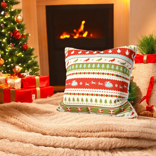 Santa's Sleigh Velvet Christmas Cushion Cover