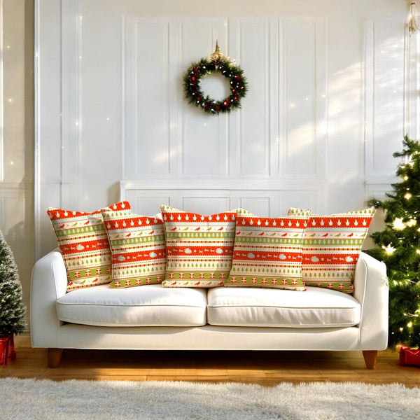 Santa's Sleigh Velvet Christmas Cushion Cover Set of 5