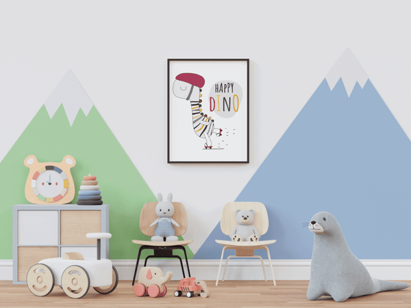 Skating Dino Joy - Framed Wall Art