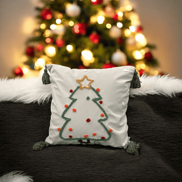 Starry Tree Tassel Christmas Cushion Cover