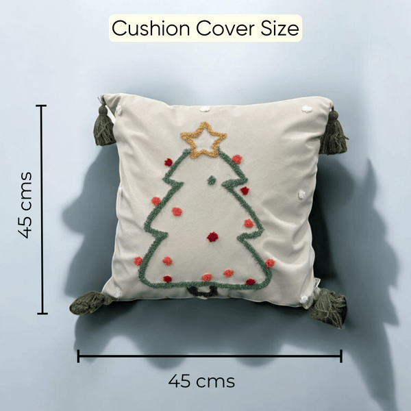Starry Tree Tassel Christmas Cushion Cover