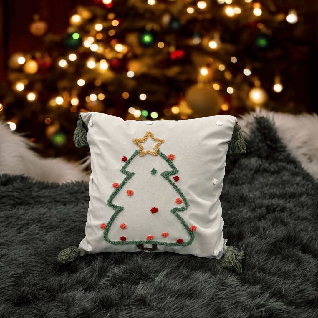 Starry Tree Tassel Christmas Cushion Cover
