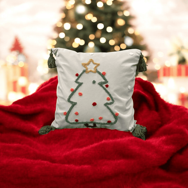 Starry Tree Tassel Christmas Cushion Cover