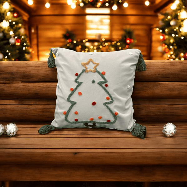 Starry Tree Tassel Christmas Cushion Cover