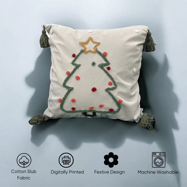 Starry Tree Tassel Christmas Cushion Cover