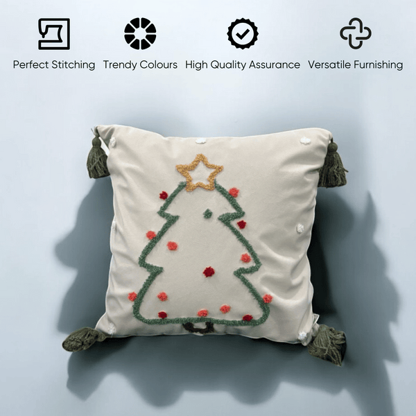 Starry Tree Tassel Christmas Cushion Cover