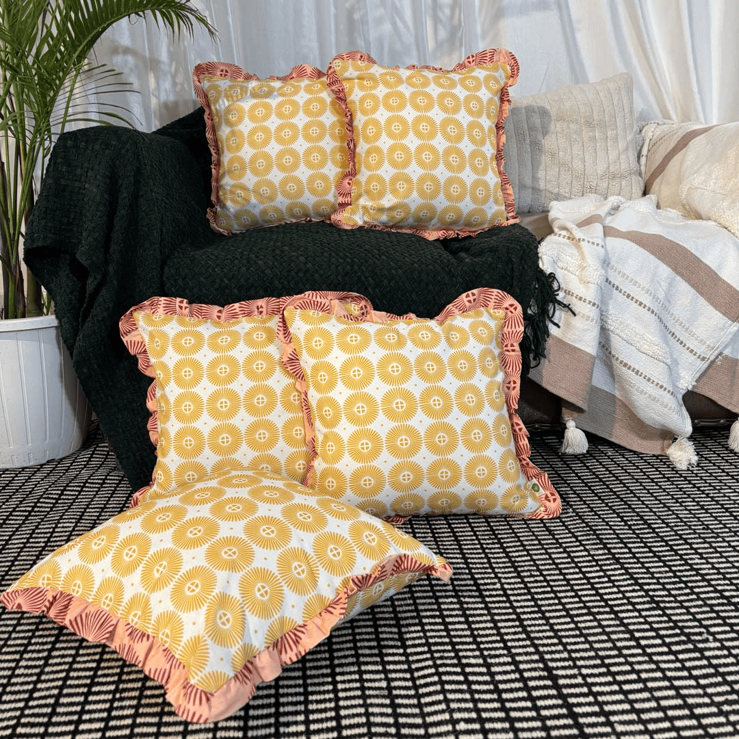Sundrop Ruffle Cushion Cover – Yellow Radiance