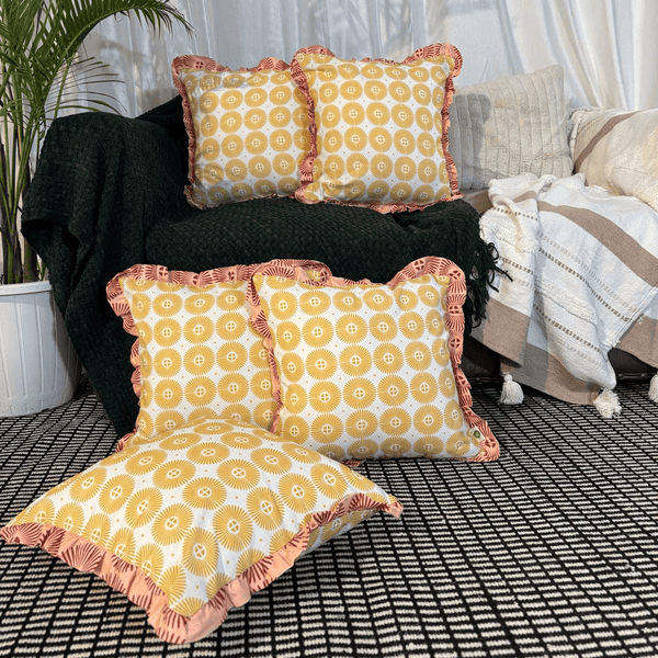 Sundrop Ruffle Cushion Cover – Yellow Radiance