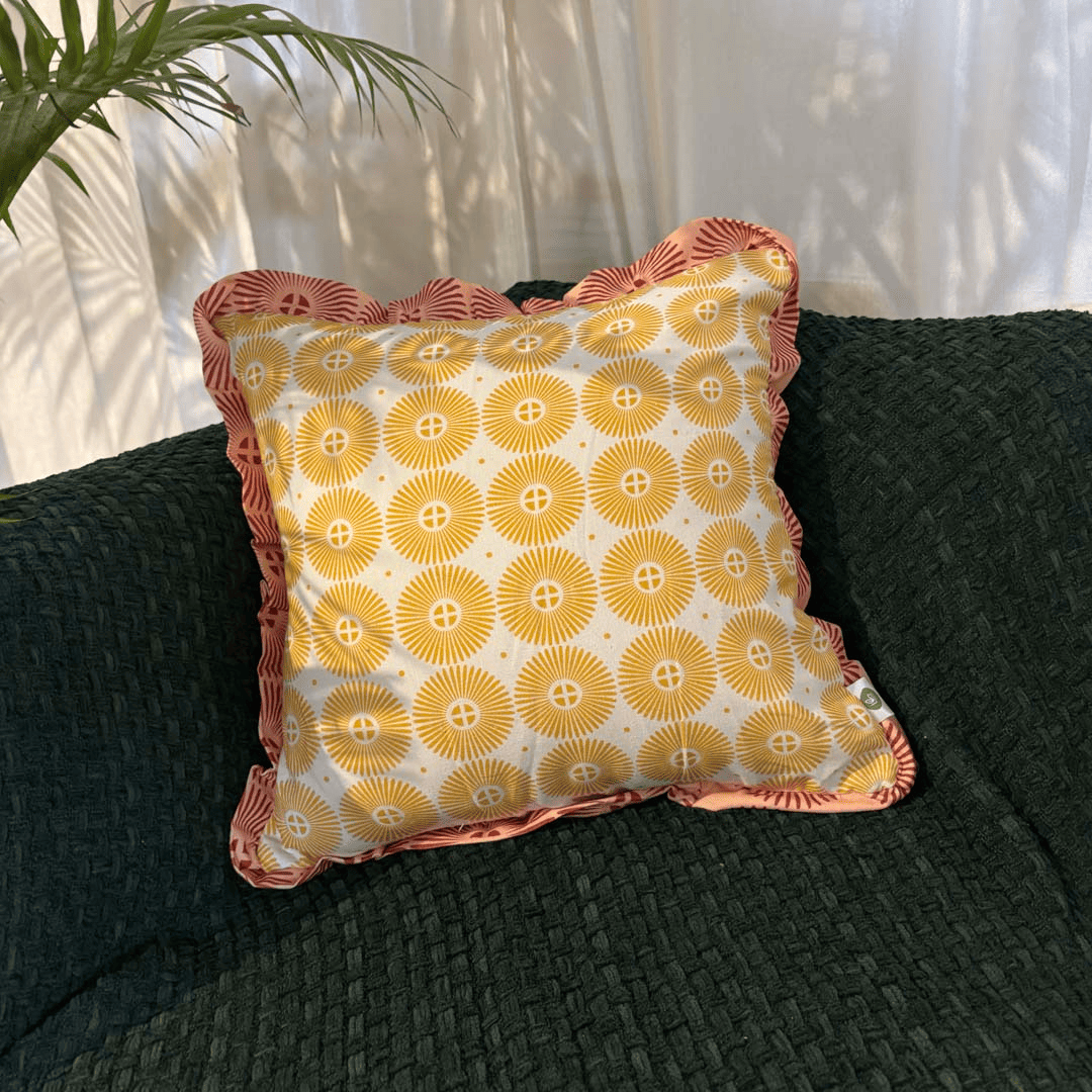 Sundrop Ruffle Cushion Cover – Yellow Radiance