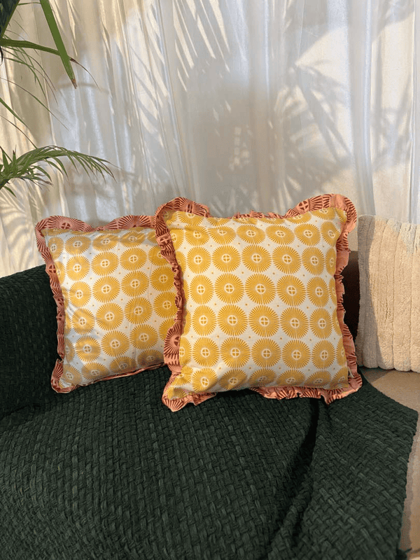 Sundrop Ruffle Cushion Cover – Yellow Radiance