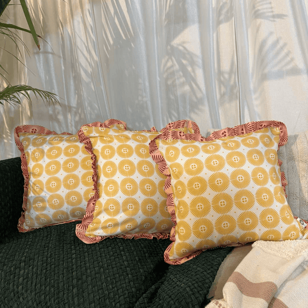 Sundrop Ruffle Cushion Cover – Yellow Radiance