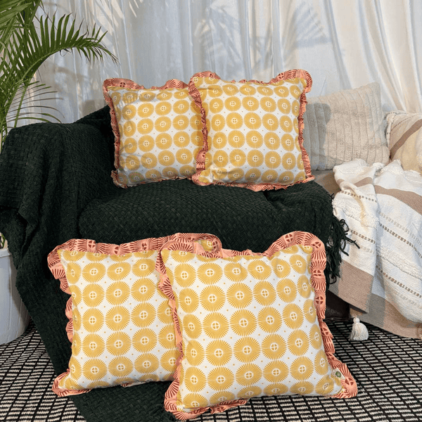 Sundrop Ruffle Cushion Cover – Yellow Radiance