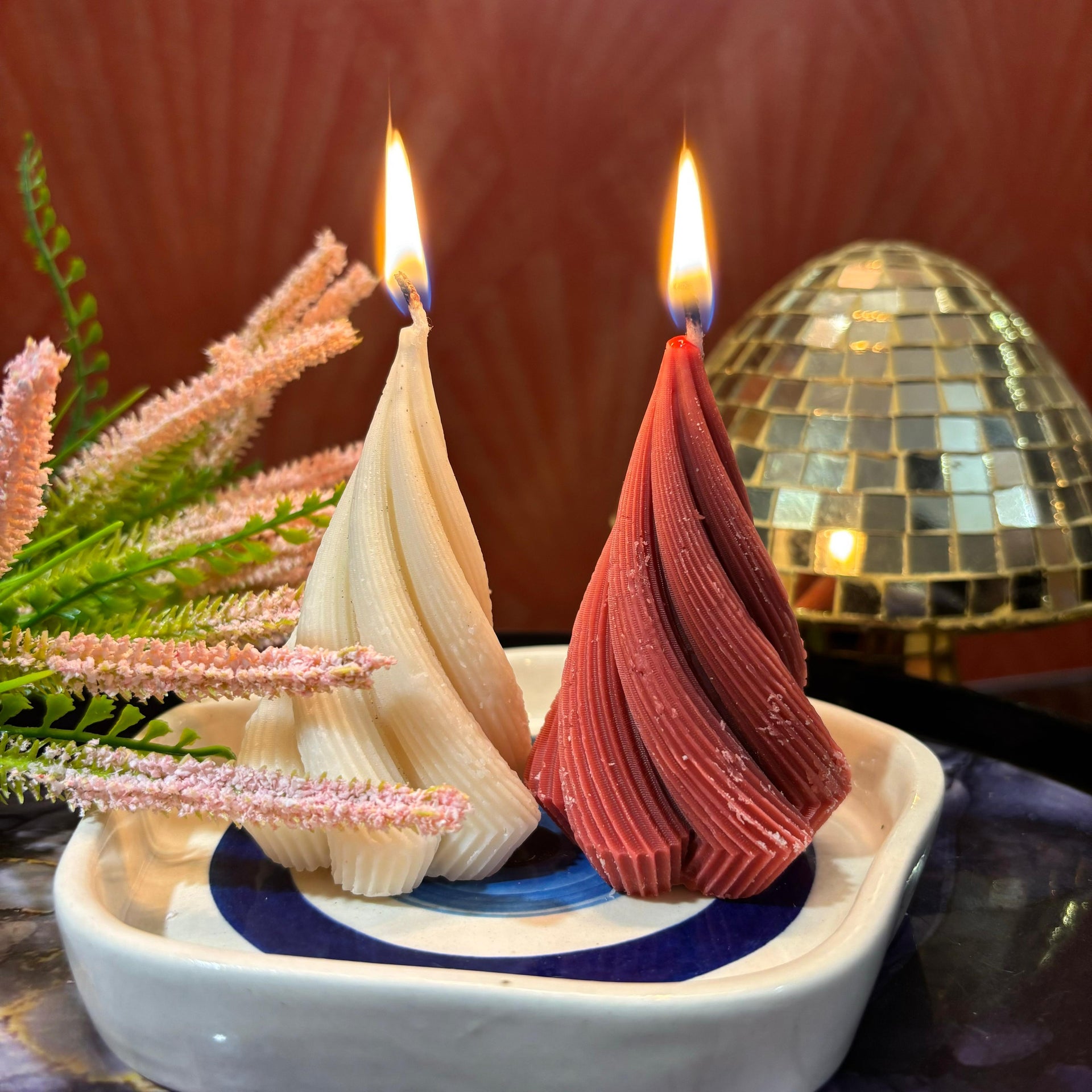 Swirl Glow Christmas Soy Wax Candle Set of 2