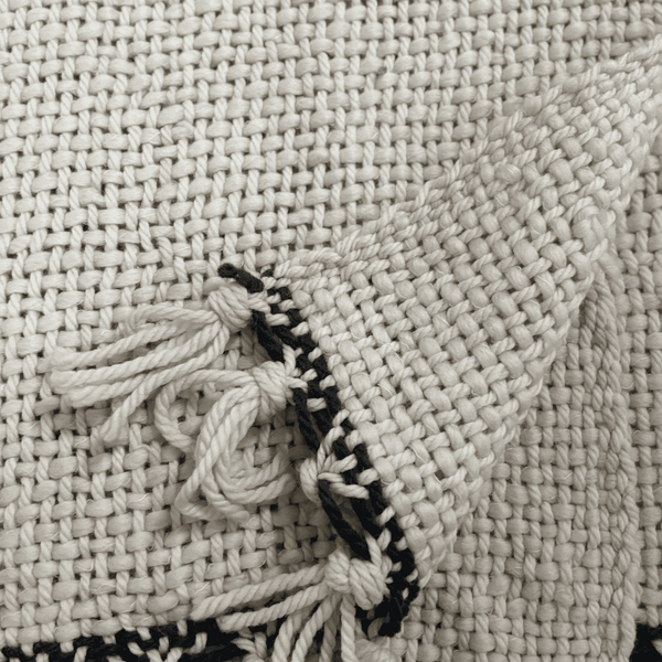 Tassel Lace Ivory Sofa Throw