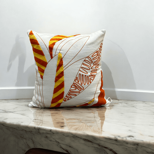 Tropical Leaf Embroidered Cushion Cover - Set of 5