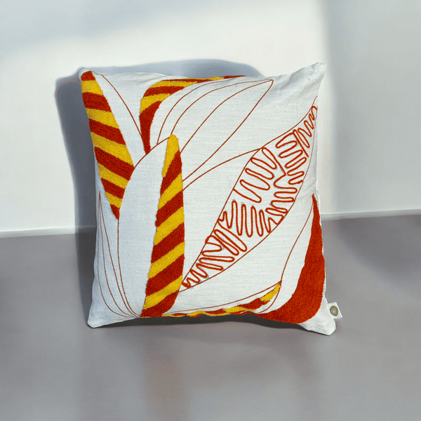 Tropical Leaf Embroidered Cushion Cover - Set of 5