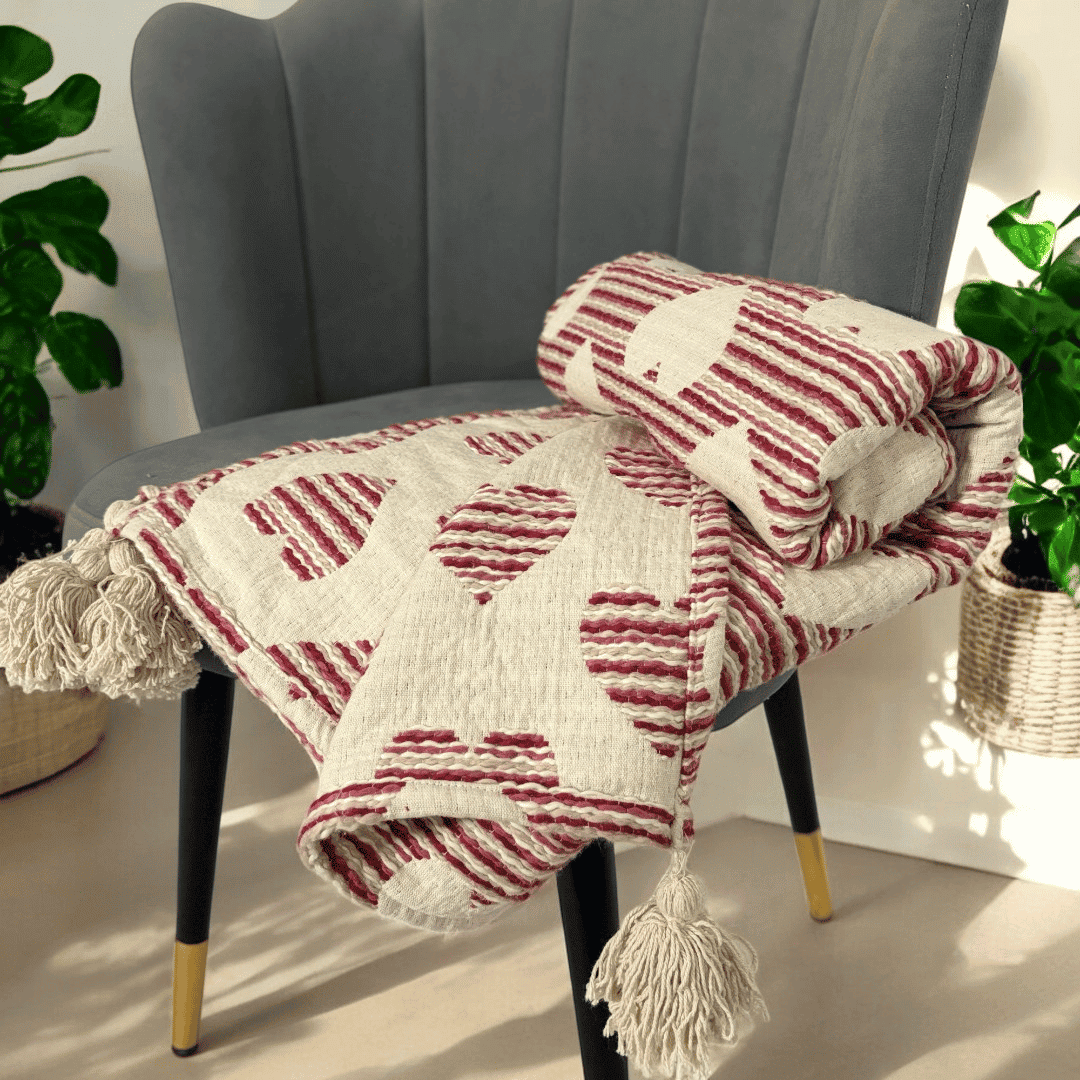 Valentine’s Love Hearts Sofa Throw