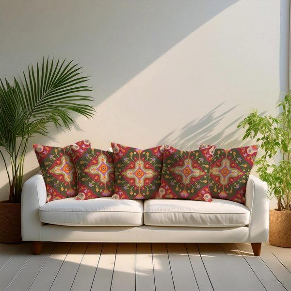 Vintage Festive Floral Velvet Cushion Cover