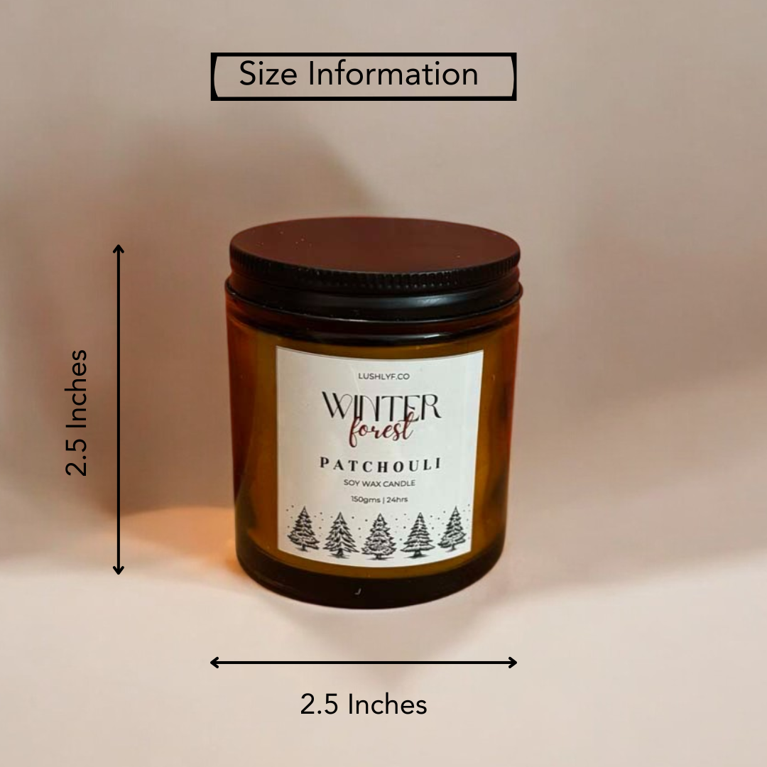 Winter Forest Patchouli Glass Jar Soy Wax Candle