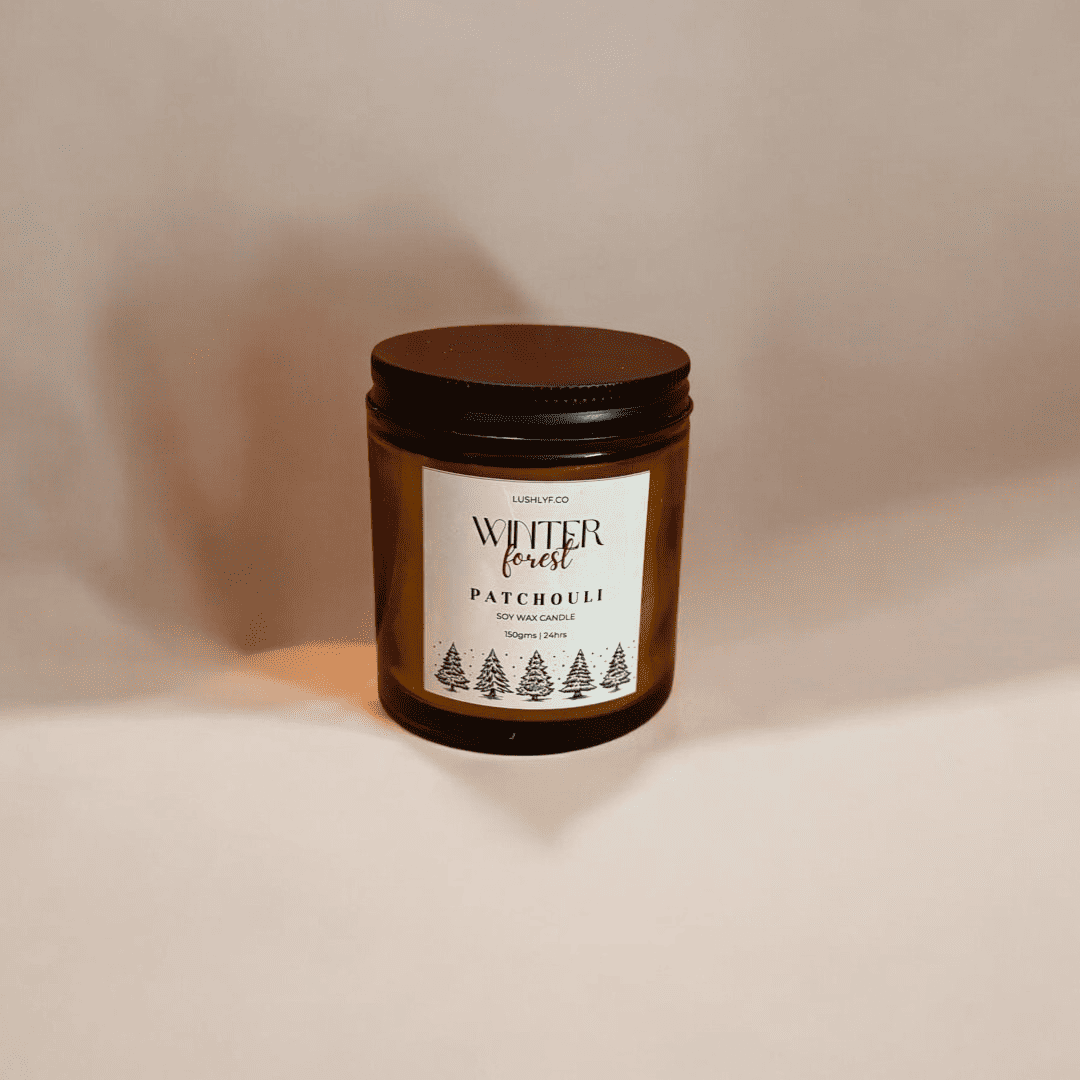Winter Forest Patchouli Glass Jar Soy Wax Candle