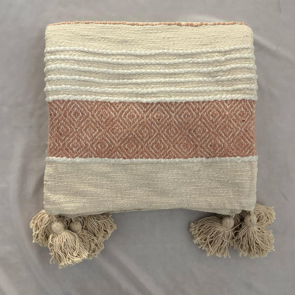 Woven Textured Ivory Sofa Throw